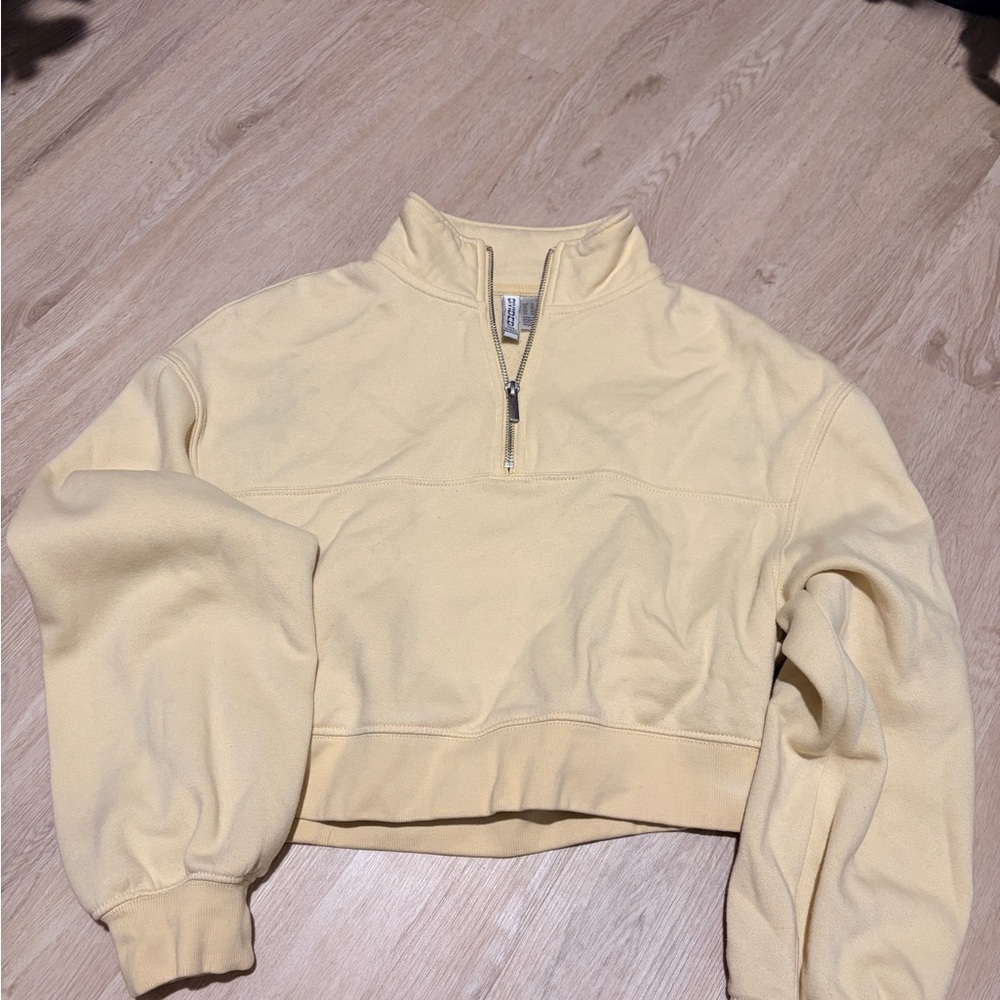 Yellow Half-Zip Cropped Pullover